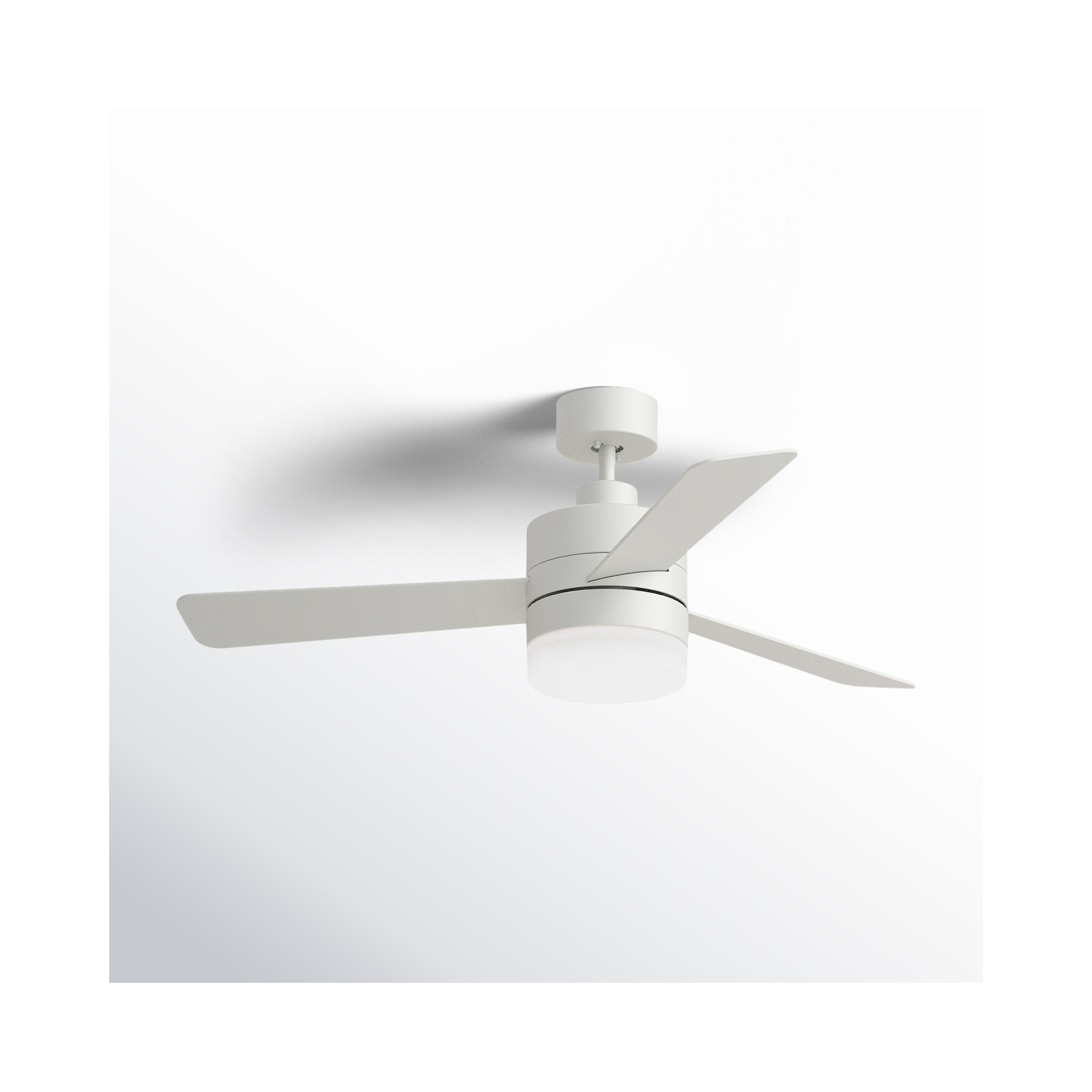 Adna 44'' 3 Blade Ceiling Fan with Light Kit, Matte White, Matte White, 52"