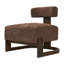 Fauteuil lounge Solven de style moderne du milieu du siècle, sans accoudoirs, avec piètement en bois courbé et coussin de dossier cylindrique, idéal pour le salon ou le coin lecture.-135338025-135338028