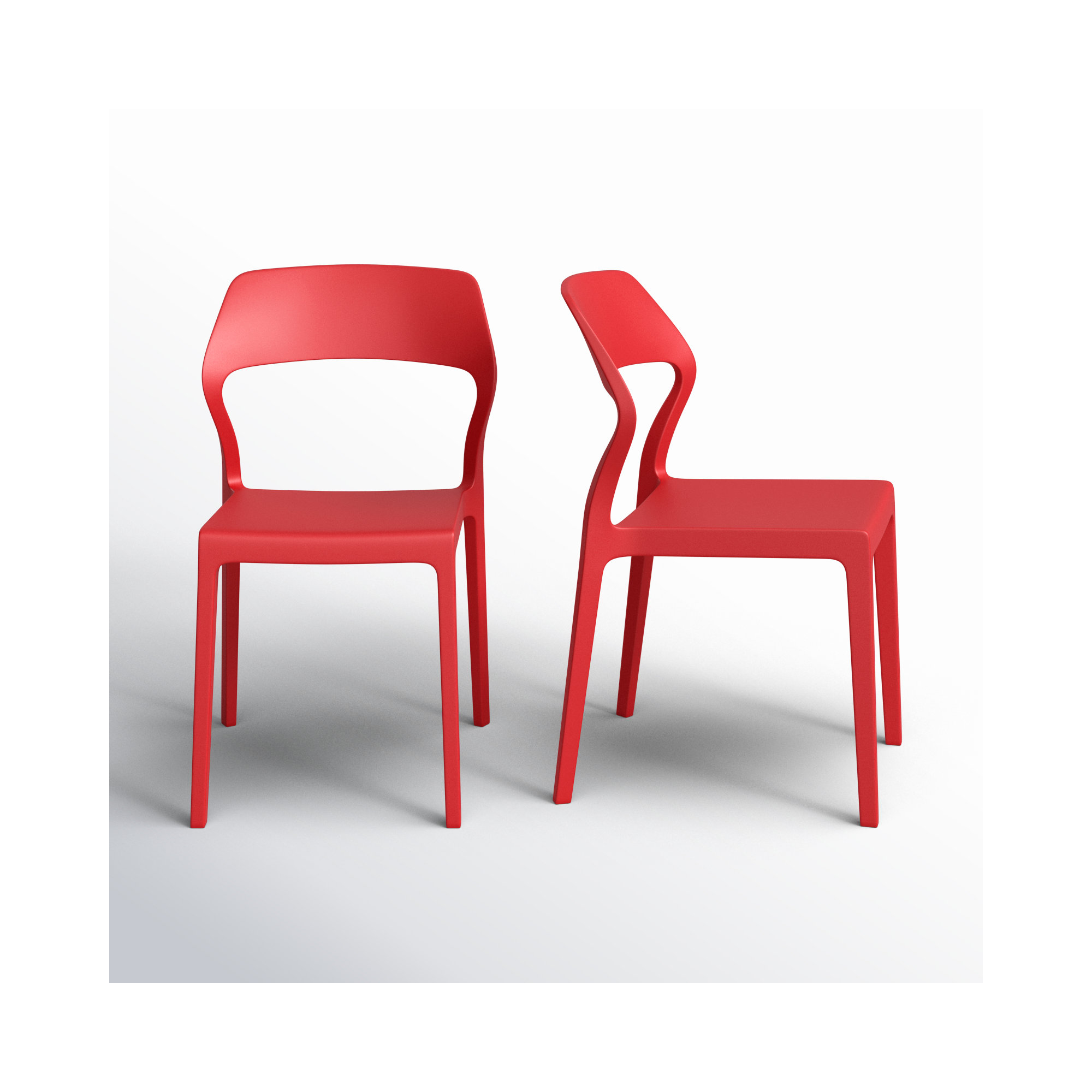 Farrah Stacking Patio Dining Side Chair, Red