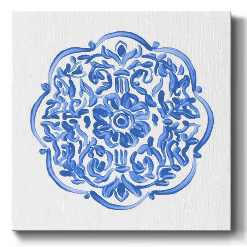 Porcelaine médaillon IV sur toile, H 40 po x l 40 po x P 1,5 po