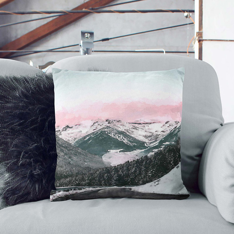 Sky over the Mountain Cushion with Filling, Black, 40cm H x 40cm W x 15cm D