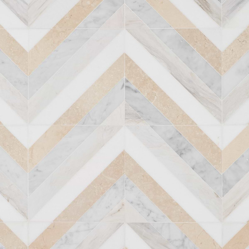 Bowery 8x8 Chevron Polished Marble Mosaic Tile