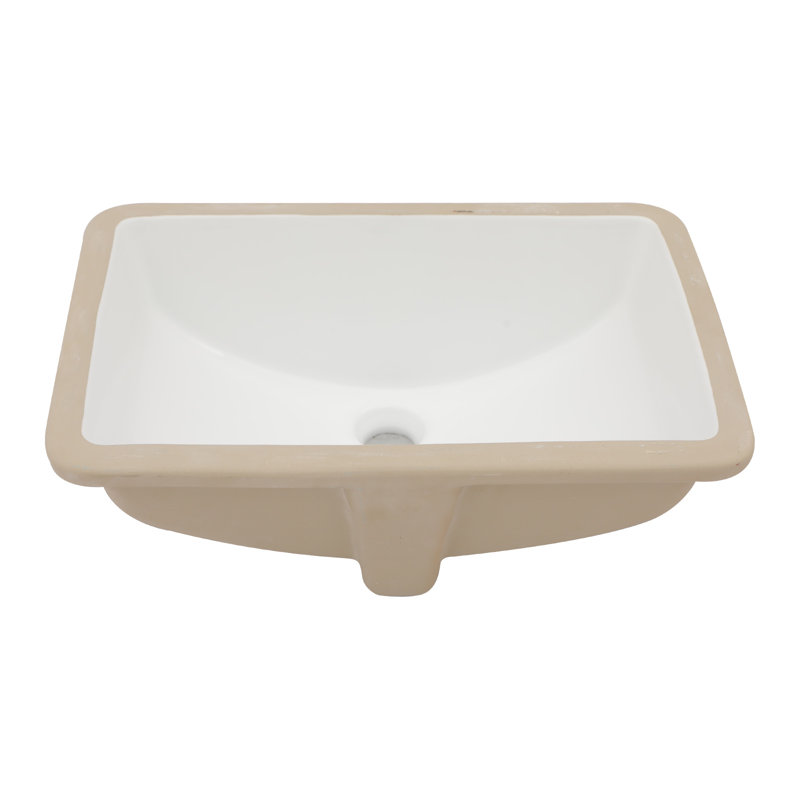 19.7"X14"  Ceramic Rectangular Undermount Bathroom Sink With Overflow