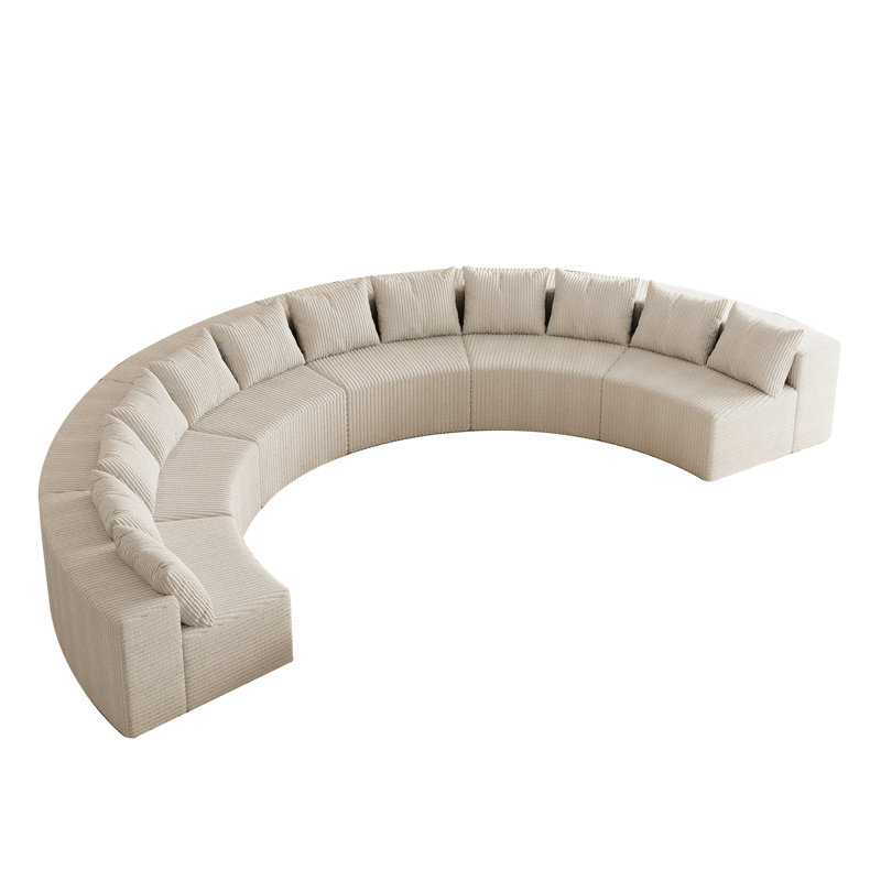Canapé modulaire incurvé en mousse Corduroy, Velours côtelé beige