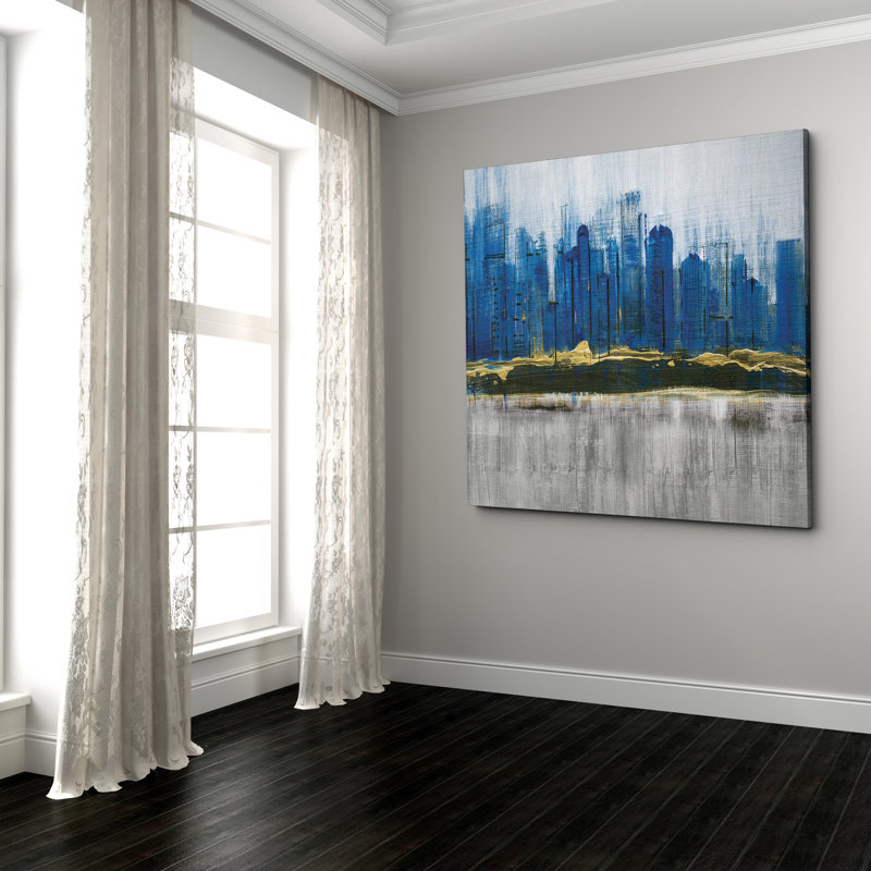 « saphir city », impression sur toile, H 16 po x l 16 po x P 1,5 po, Toile tendue