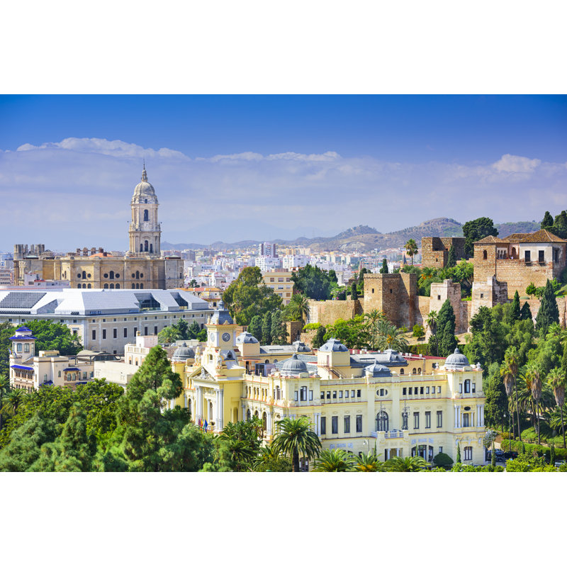 Malaga, Spain Cityscape - Wrapped Canvas Print, 81cm H x 122cm W