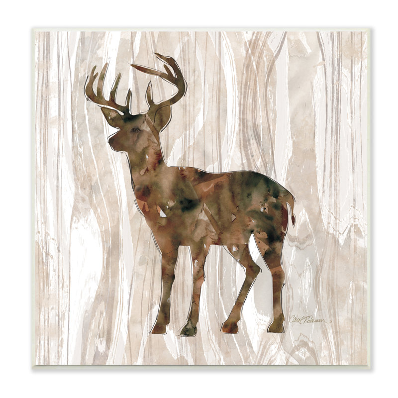 Silhouette sauvage, aquarelle, silhouette, grain rustique, gris, Plaque murale, H 12 po x l 12 po x P 0,5 po