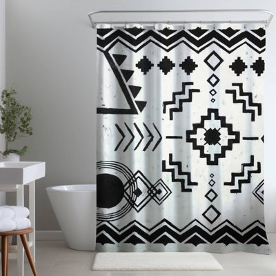 Ethnic Patterns – Shapes Patterns Home – Polyester Shower Curtain, Dye Sublimation Print, 71" W × 74" L