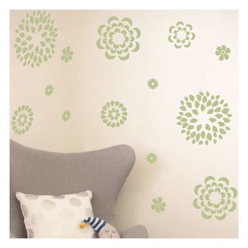 Adhésif décoratif motif floral, H 19 po x l 24 po x P 0,01 po, Céladon