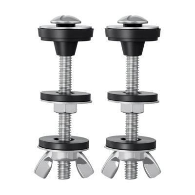 Ensemble de boulons de réservoir de toilette universel pour bol de toilette, boulons de réservoir de toilette robustes en métal 2 pièces, ensemble de remplacement de vis de réservoir de toilette en acier inoxydable avec écrous à oreilles, joints de rondelles en caoutchouc, vis de réparation de toilette