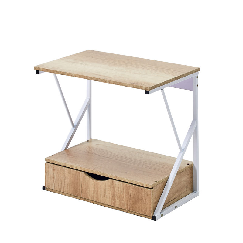 Étagère d'angle à 1 niveau Denazia H 19,69 po x l 21,46 po x P 13,9 po avec tiroir Aspen, Brun