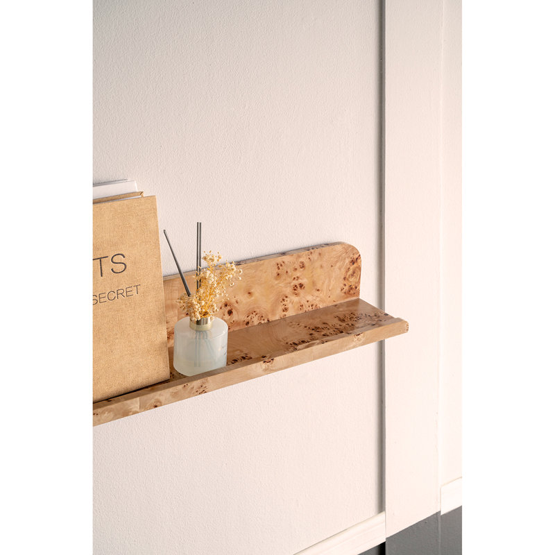Tablette murale flottante en bois de ronce, brun, H 4,7 po x l 23,6 po x P 4,7 po