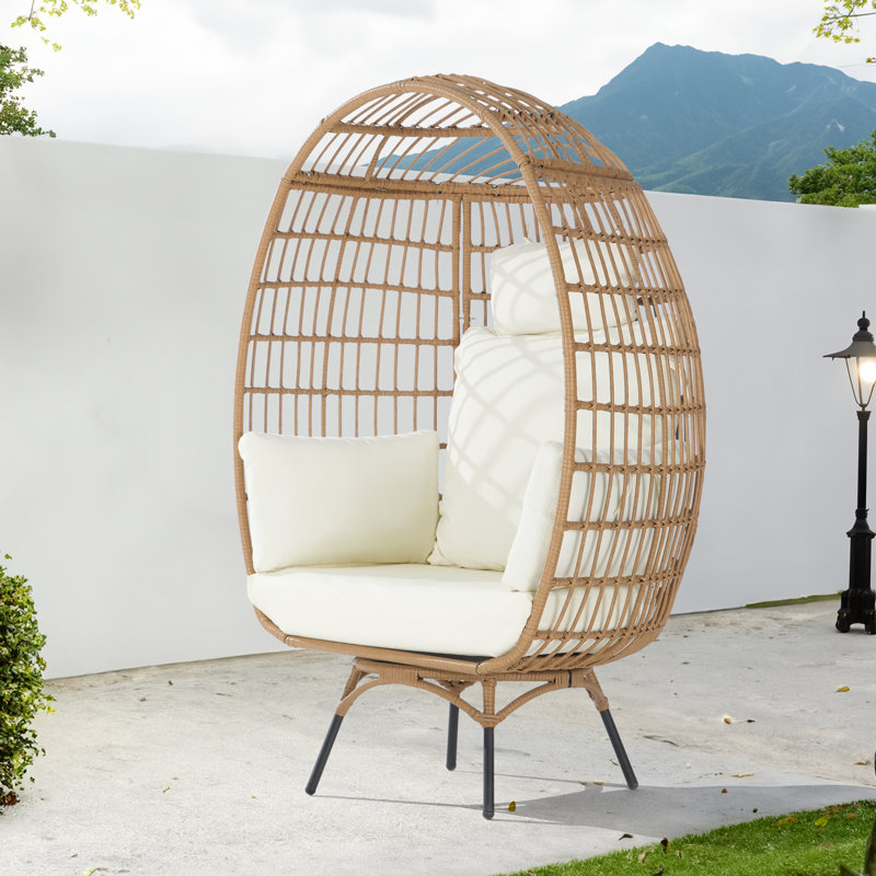Méridienne pivotante pour l'extérieur en osier, Brun, Beige