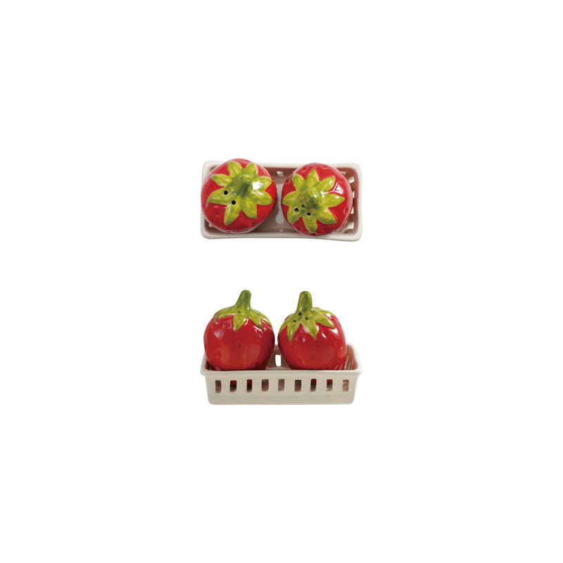 Stoneware Strawberry Salt and Pepper Shakers