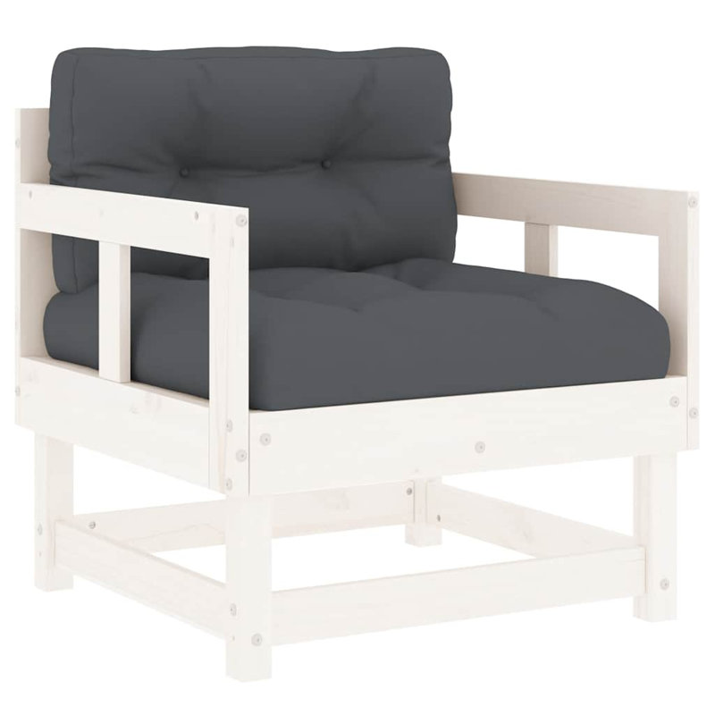 Chongris Patio Conversation Set with Cushions, Anthracite, 24" L x 23.8" W x 11.8" H, White