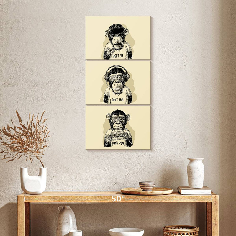 Hipster Wise Monkeys, H 38 po x l 18 po