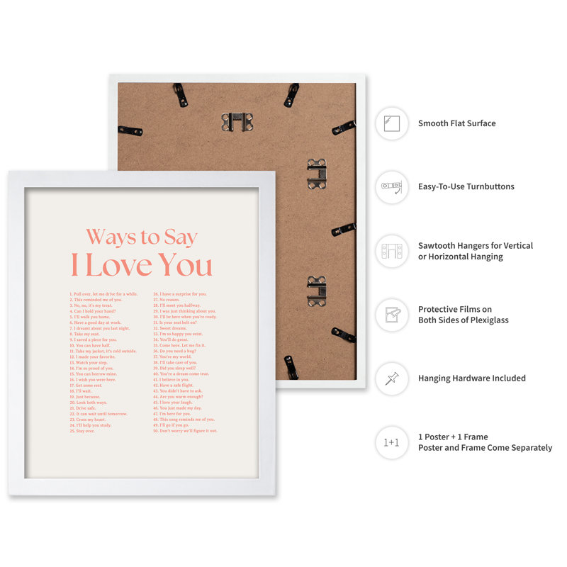 Ways To Say I Love You No2, H 12 po x l 16 po, Affiche, Encadrement blanc