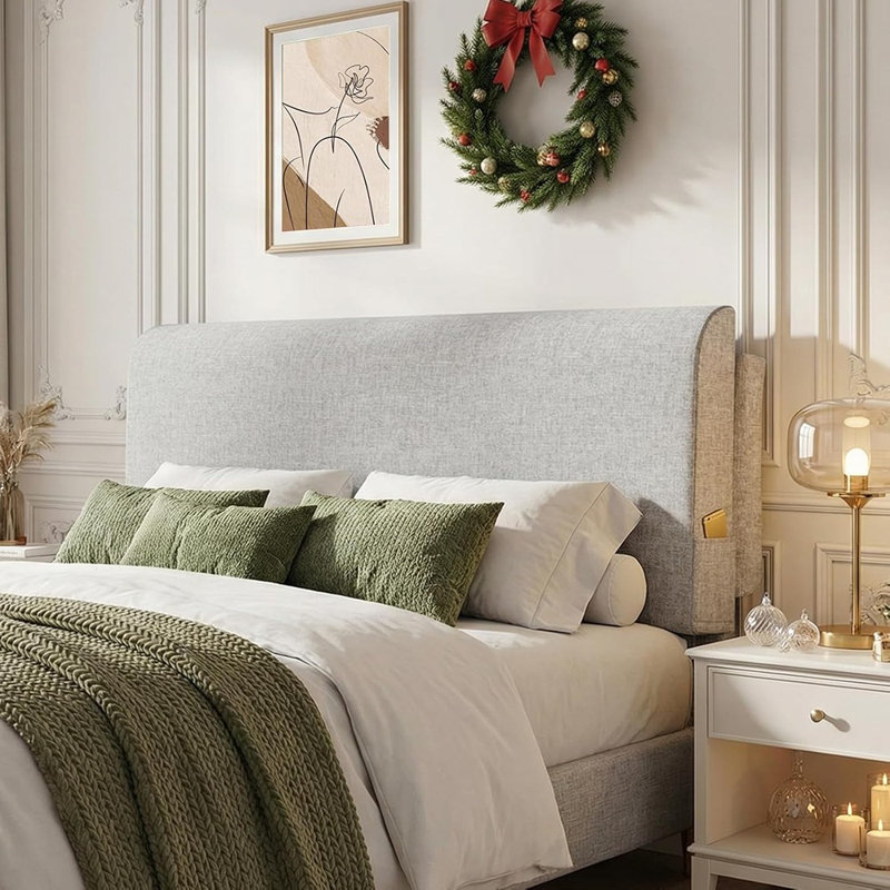 Grey Twin Headboard – Upholstered Linen, Tool-Free Wall Mount, Removable And Washable, Multi-Functional Design