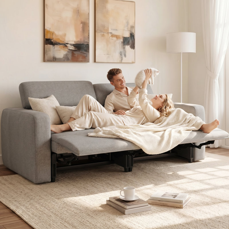 Canapé inclinable manuel 72 po 2 places, 72", Polyester gris