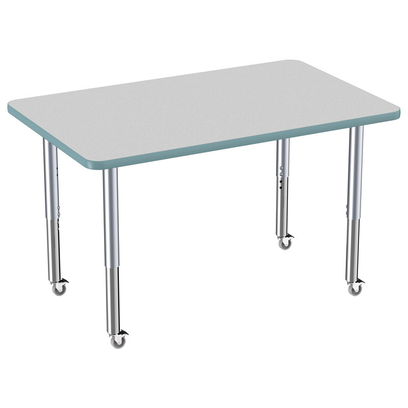 Table rectangulaire d'activité rectangulaire avec pieds réglables, 30" x 48", Gris / écume de mer, Super