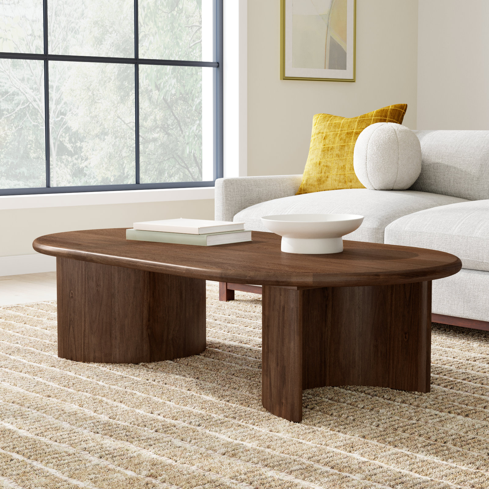 Haiden Single Coffee Table, Seasoned Brown Acacia, 17" H x 27" L x 51" W