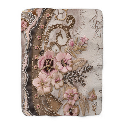 «Desert Rose Cowgirl» - couverture en sherpa de qualité supérieure - reproduction d'art luxueuse