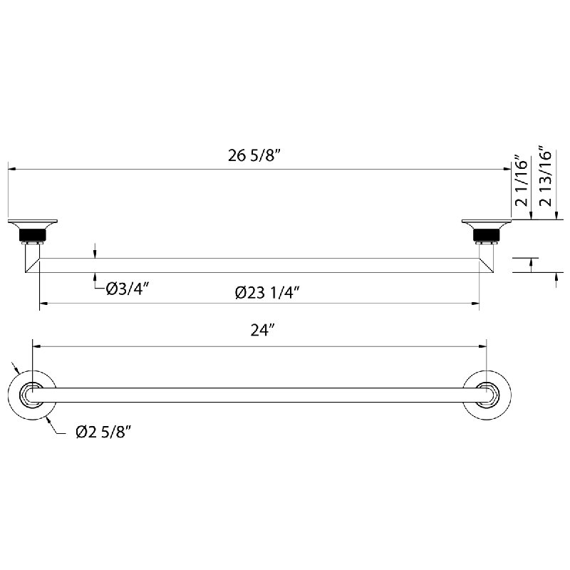 Graceline® 24" Towel Bar, Satin Nickel, 2.63"H x 26.63"L x 2.81"D