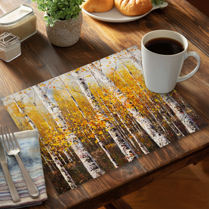 Birches by Sunny Day - Contemporary Trees Polyester Placemat