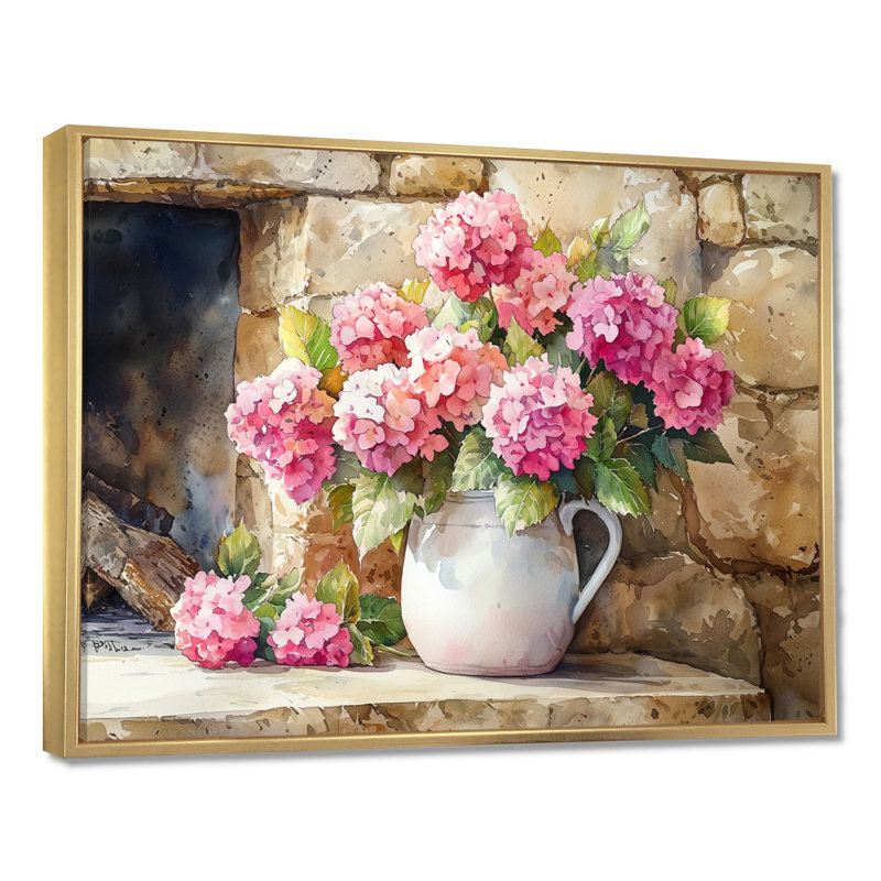 Dukene - Floral Wall Art, 12" H x 20" W, Floater Framed Print, Gold
