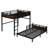 Full Over Full Metal Bunk Bed/Metal Loft Bed And Metal Platform Beds,With Raised Security Fence,Vintage Wood-Colored-1167150051-1167150048