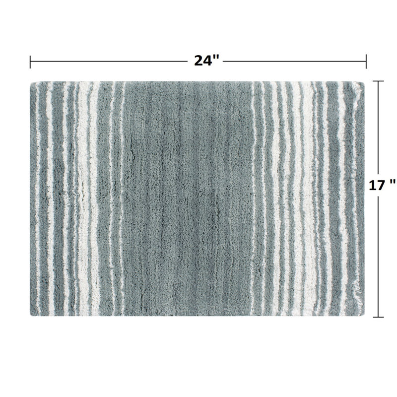 Griffie Plush 100 % Cotton Bath Rug, Single - 17" L x 24" W, Gray