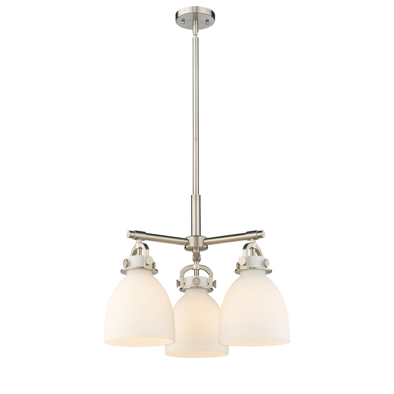 Luminaire suspendu sur tige 7 lumières Sloatsburg, Blanc mat, Nickel satiné