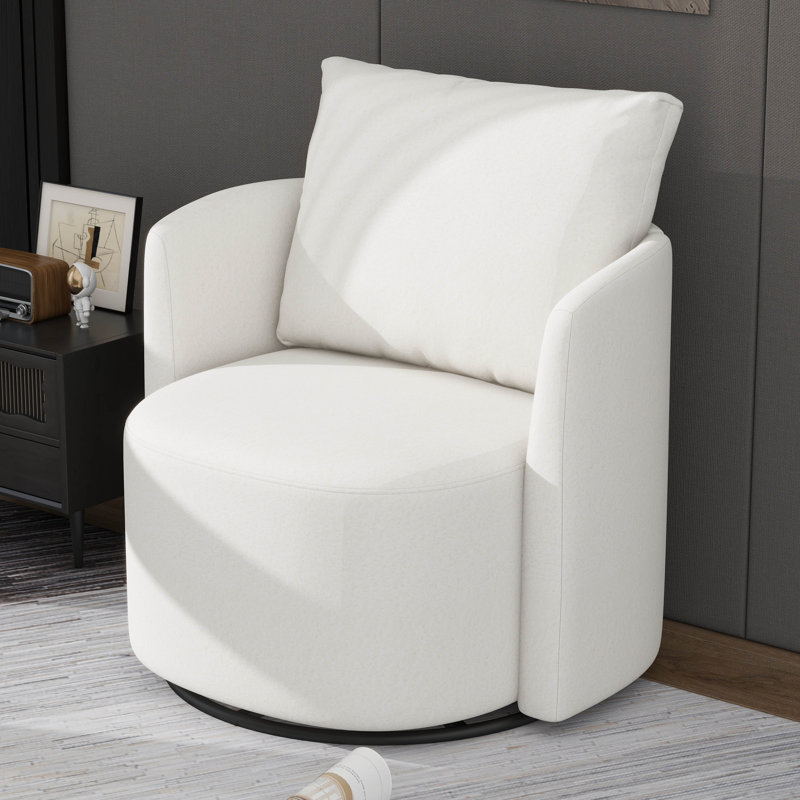 Fauteuil d'appoint pivotant à 360 ° avec accoudoirs ergonomiques et coussin décoratif, Beige
