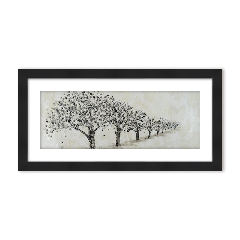 Nature Inspired "Echoes of the Forest" Canvas Wall Art By Karen Biery, 12" H x 24" W, Framed Matted Print, Beige