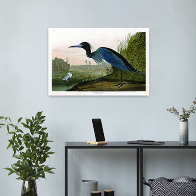 Grue bleue, oiseau abstrait, paysage côtier, art