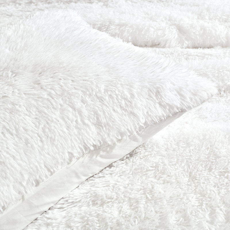 Twin-XL White Faux Fur Kids Comforter Set