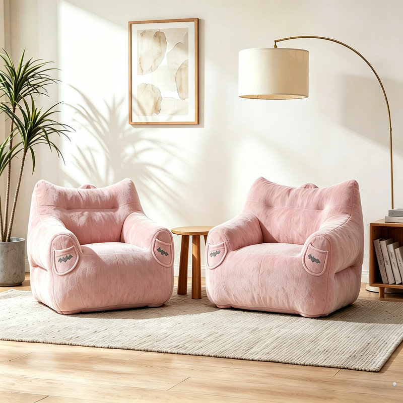 Fauteuil à billes 32,6 po en forme de chauve-souris en forme de chauve-souris, dossier haut, s'adapte à tous les espaces - aucun assemblage requis (ensemble de 2)