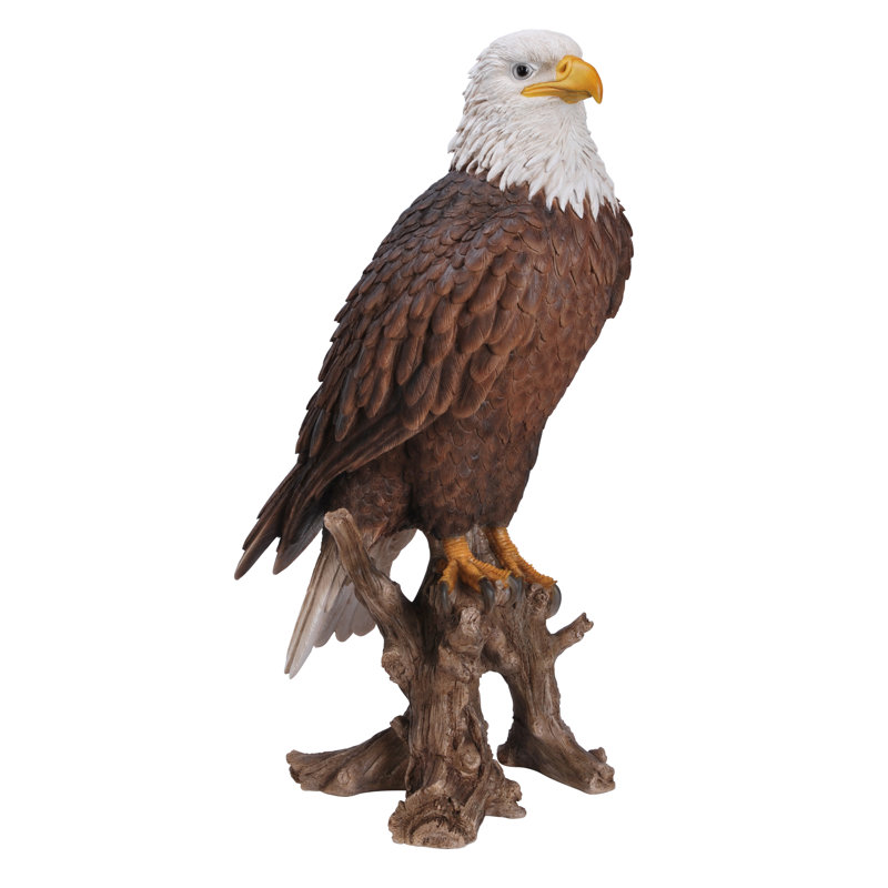 Statue aigle à tête blanche sur souche, H 26,8 po x l 11,7 po
