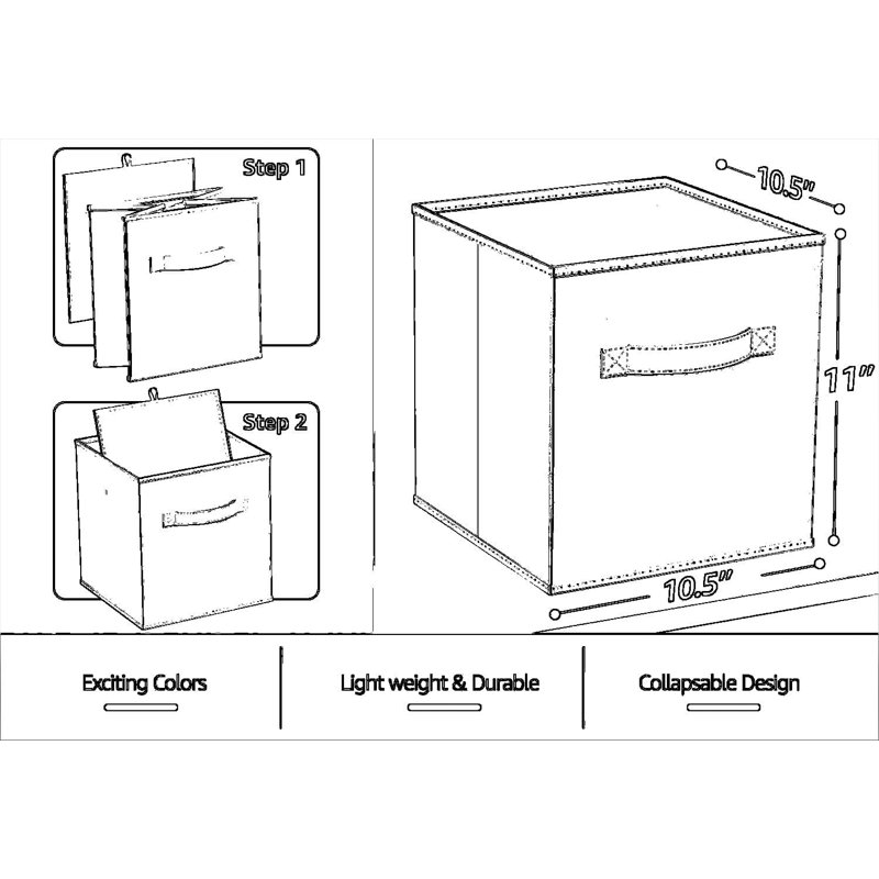 Foldable Fabric Storage Cubes - 8 Pack Collapsible Storage Bins With Handles For Home Organization, Shelves, Closet, Pantry, And Toy Storage