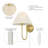 Novogratz X Globe 1-Light Plug-In Or Hardwire Wall Sconce, Matte Brass, Off-White Pleated Fabric Shade, In-Line On/Off Rocker Switch, 6 Ft. Cream Designer Braided Fabric Cord