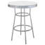 Ensemble de table de bar 3 pièces Loy, plateau rond blanc, 2 tabourets, chrome-114733169