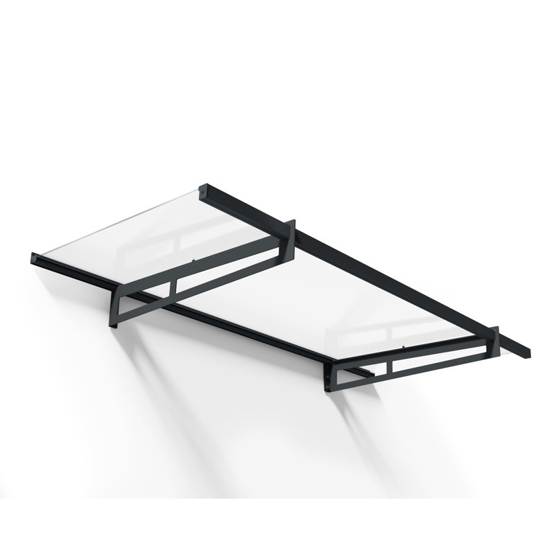 Palram - Canopia Bremen 7' W x 3' 1" D Acrylic Galvanized Steel Stationary Slope Door and Window Awning Gray/Clear