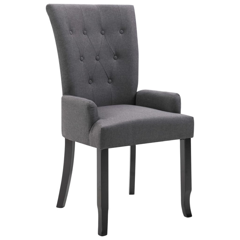 Beverle Dining Chair with Armrests Fabric, Dark Gray, 1
