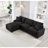 Modern Black Sectionals With Storage, Durable Polyester L-shaped Sofa