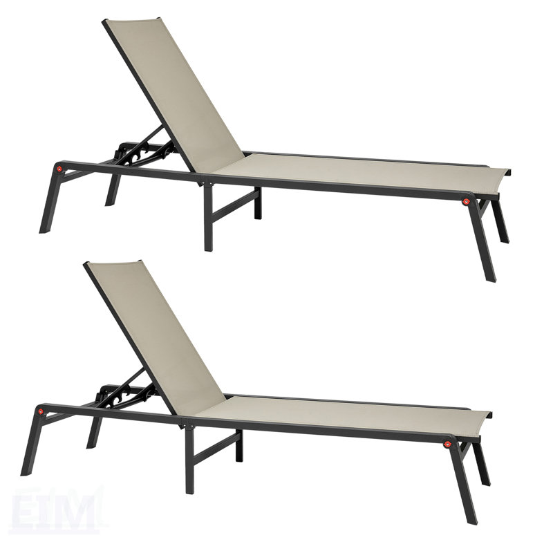 Chaise longue pliante 2 pièces avec dossier réglable pour bronzage de piscine extérieure, durable et portable