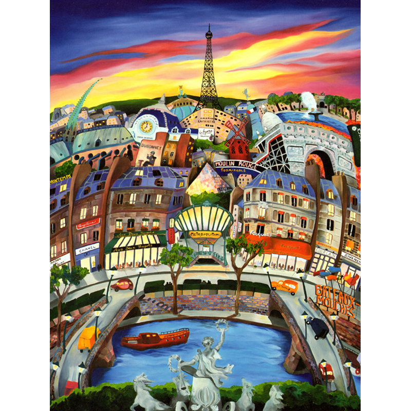 Avril à Paris, H 37 po x l 28 po