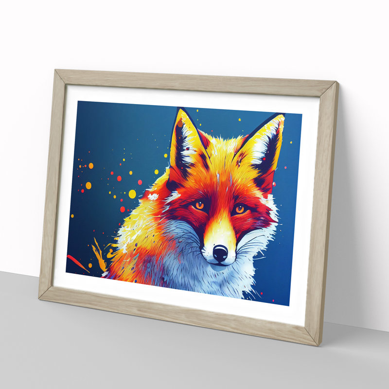 XH1022-6622X Fox Vol.4 Abstract - Single Picture Frame Painting, 34cm H x 46cm W x 2cm D, Oak