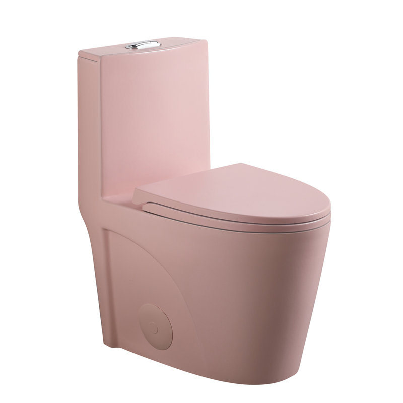 1.1/1.6 GPF Tornado Flush One-Piece Toilet for bathrooms,Siphonic S-trap 12",Elongated Bowl with Soft Close Seat,Powerful Dual Flush MAP 1000g,Comfort Chair Seat ADA Height 17", Pink
