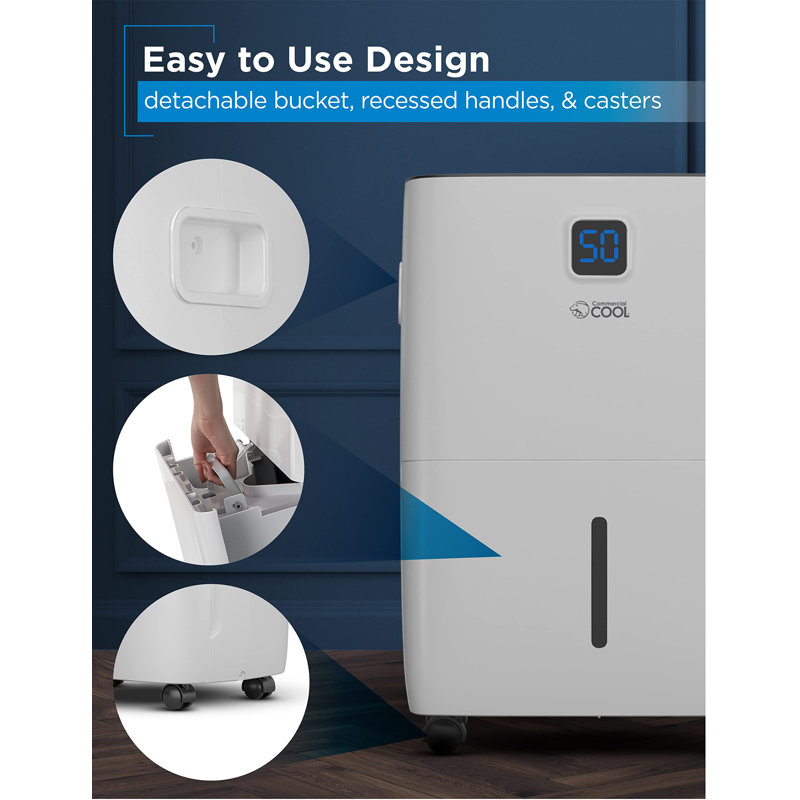 50 Pints Per Day Console Dehumidifier With Built-In Pump For Rooms Up To 4500 Sq. Ft., 50