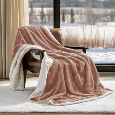 Reversible Sherpa Fleece Fur Thick Blanket